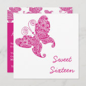 Butterflies Sweet Sixteen Kaart (Voorkant / Achterkant)