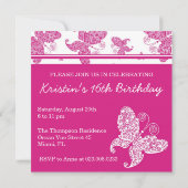 Butterflies Sweet Sixteen Kaart (Achterkant)