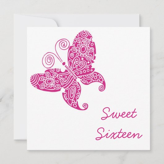 Butterflies Sweet Sixteen Kaart (Voorkant)