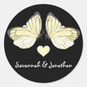 Butterflies Swirl Paars Ronde Sticker (Voorkant)