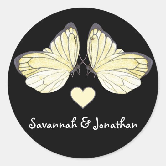 Butterflies Swirl Paars Ronde Sticker (Voorkant)