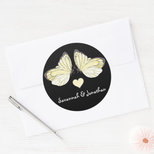 Butterflies Swirl Paars Ronde Sticker (Envelop)