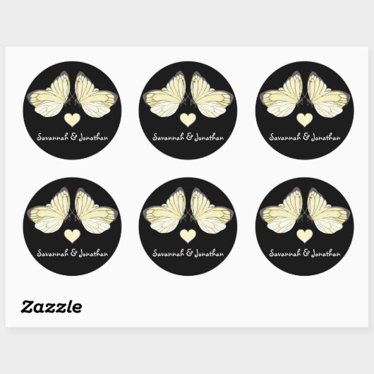 Butterflies Swirl Paars Ronde Sticker (Vel)