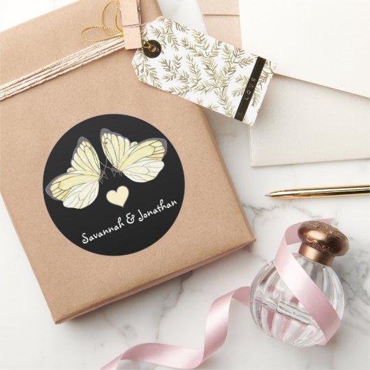 Butterflies Swirl Paars Ronde Sticker (Geschenken)