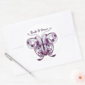 Butterflies Swirl Paars Ronde Sticker (Envelop)
