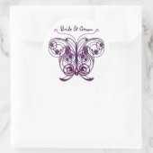 Butterflies Swirl Paars Ronde Sticker (Tas)