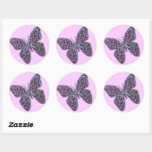 Butterflies Swirl Paars Ronde Sticker (Vel)