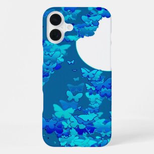 Butterflies tegen blauwe nachtelijke hemel, maansc iPhone 16 plus hoesje