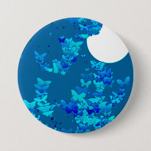 Butterflies tegen blauwe nachtelijke hemel, maansc ronde button 7,6 cm