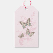 Butterflies tekenend grafisch roze trouwcadeau lab cadeaulabel (Voorkant)