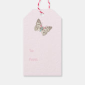 Butterflies tekenend grafisch roze trouwcadeau lab cadeaulabel (Achterkant)
