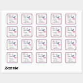 Butterflies Twins Baby shower Dank u Vierkante Sticker (Vel)