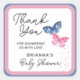 Butterflies Twins Baby shower Dank u Vierkante Sticker