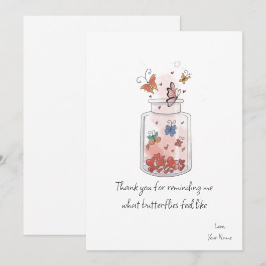 Butterflies Valentijnsdag Flat Kaart (Voorkant / Achterkant)