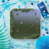 Butterflies van blauw papieren bordje (Feest)