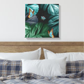 Butterflies van Paradise Tropical Turquoise Splash Canvas Afdruk (Insitu (Slaapkamer))