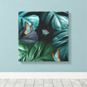 Butterflies van Paradise Tropical Turquoise Splash Canvas Afdruk (Insitu (Houten vloer))