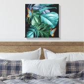 Butterflies van Paradise Tropical Turquoise Splash Canvas Afdruk (Insitu (Slaapkamer))