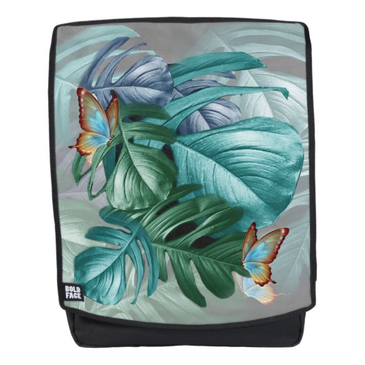 Butterflies van Paradise Tropical Turquoise Splash Rugtassen (Voorkant)