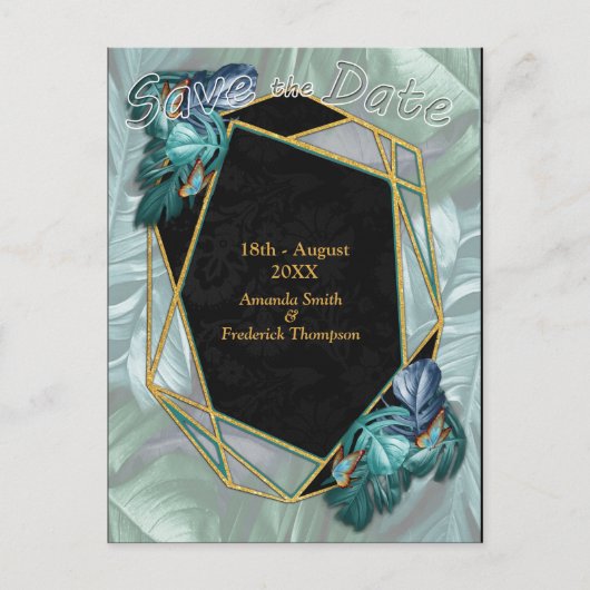 Butterflies van Paradise/Tropische Turquoise Splas Aankondigingskaart (Voorkant)