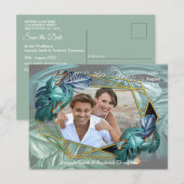 Butterflies van Paradise/Tropische Turquoise Splas Aankondigingskaart (Voorkant / Achterkant)