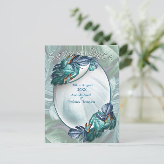 Butterflies van Paradise/Tropische Turquoise Splas Aankondigingskaart (Staand voorkant)