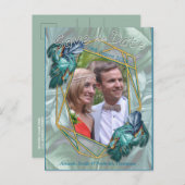 Butterflies van Paradise/Tropische Turquoise Splas Aankondigingskaart (Voorkant / Achterkant)