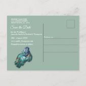 Butterflies van Paradise/Tropische Turquoise Splas Aankondigingskaart (Achterkant)