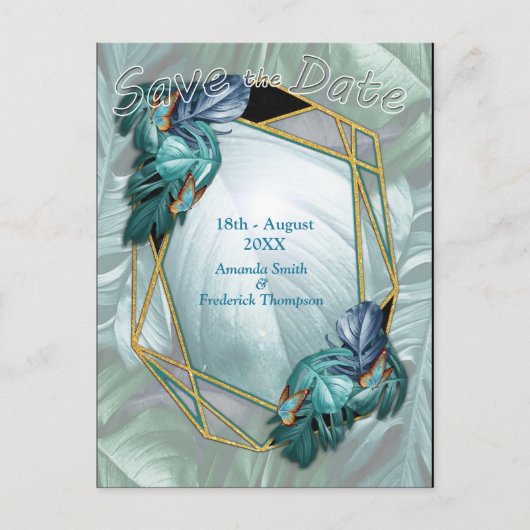 Butterflies van Paradise/Tropische Turquoise Splas Aankondigingskaart (Voorkant)