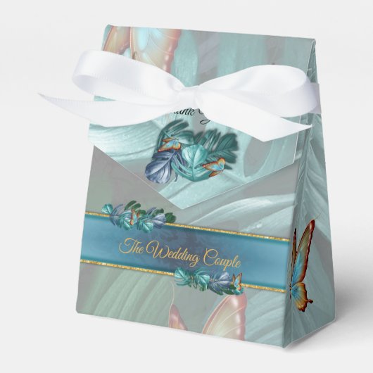 Butterflies van Paradise/Tropische Turquoise Splas Bedankdoosjes (Voorkant Zijde)