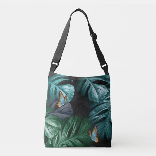Butterflies van Paradise/Tropische Turquoise Splas Crossbody Tas (Voorkant)