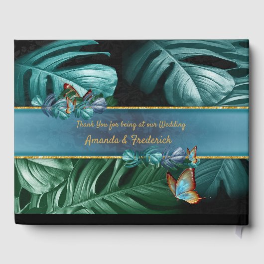 Butterflies van Paradise/Tropische Turquoise Splas Gastenboek (Achterkant)