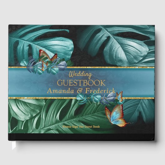 Butterflies van Paradise/Tropische Turquoise Splas Gastenboek (Voorkant)