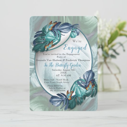 Butterflies van Paradise/Tropische Turquoise Splas Kaart (Staand voorkant)