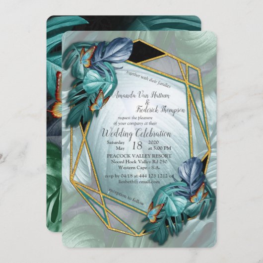 Butterflies van Paradise/Tropische Turquoise Splas Kaart (Voorkant / Achterkant)