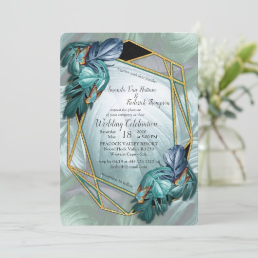 Butterflies van Paradise/Tropische Turquoise Splas Kaart (Staand voorkant)