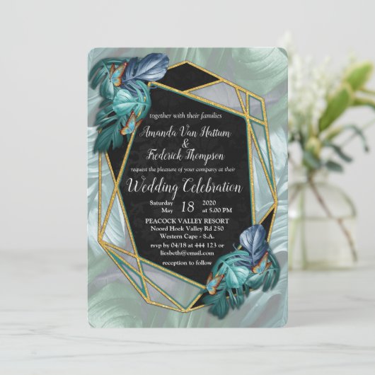 Butterflies van Paradise/Tropische Turquoise Splas Kaart (Staand voorkant)