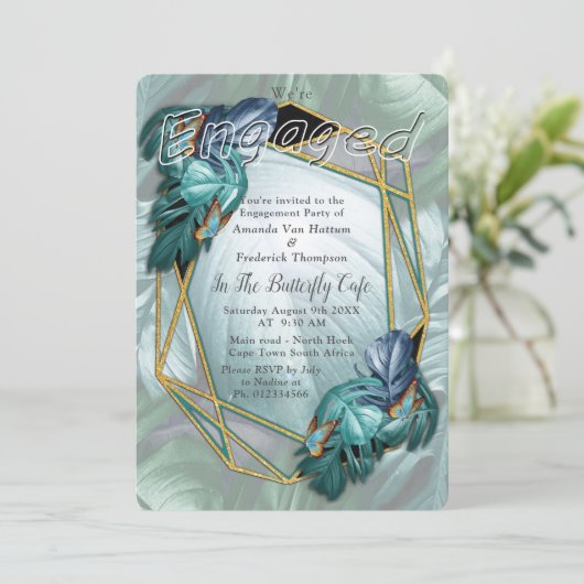 Butterflies van Paradise/Tropische Turquoise Splas Kaart (Staand voorkant)