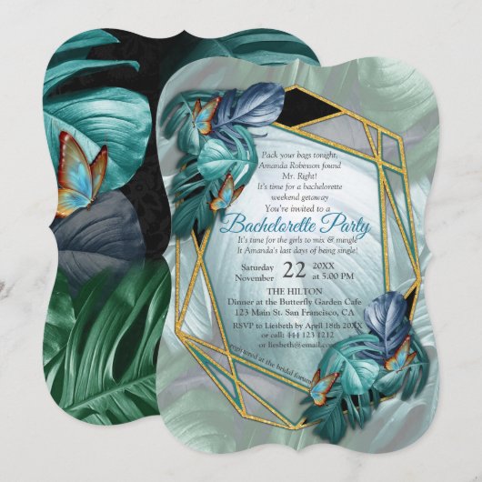 Butterflies van Paradise/Tropische Turquoise Splas Kaart (Voorkant / Achterkant)