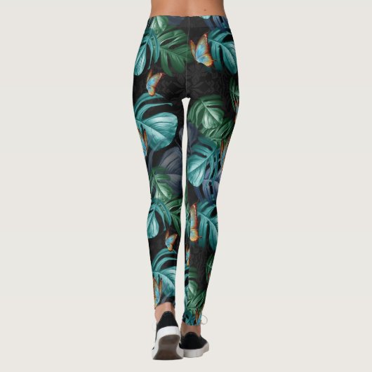 Butterflies van Paradise/Tropische Turquoise Splas Leggings (Achterkant)