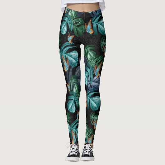 Butterflies van Paradise/Tropische Turquoise Splas Leggings (Voorkant)