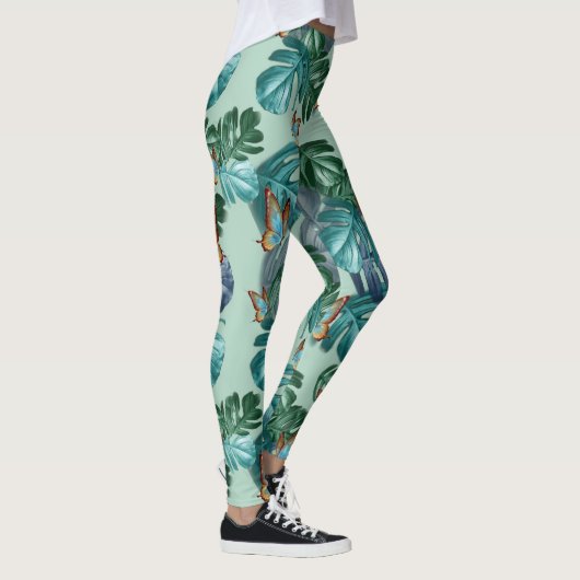 Butterflies van Paradise/Tropische Turquoise Splas Leggings (Rechts)