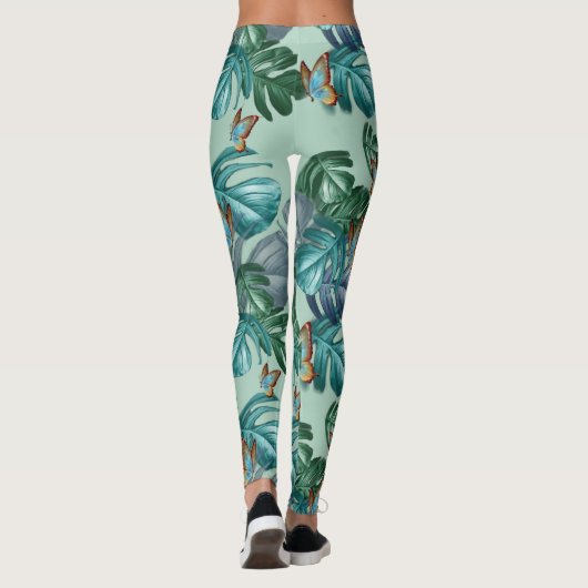 Butterflies van Paradise/Tropische Turquoise Splas Leggings (Achterkant)