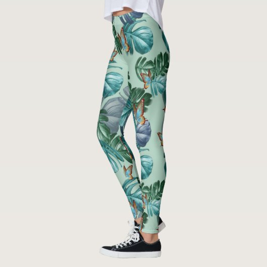 Butterflies van Paradise/Tropische Turquoise Splas Leggings (Links)