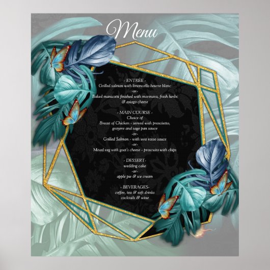 Butterflies van Paradise/Tropische Turquoise Splas Poster (Voorkant)