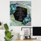 Butterflies van Paradise/Tropische Turquoise Splas Poster (Thuiskantoor)