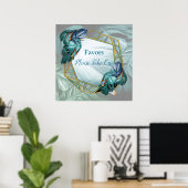 Butterflies van Paradise/Tropische Turquoise Splas Poster (Thuiskantoor)