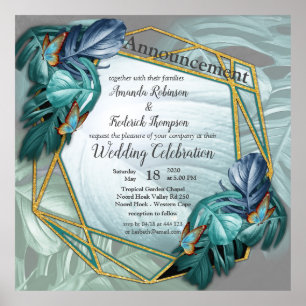 Butterflies van Paradise/Tropische Turquoise Splas Poster