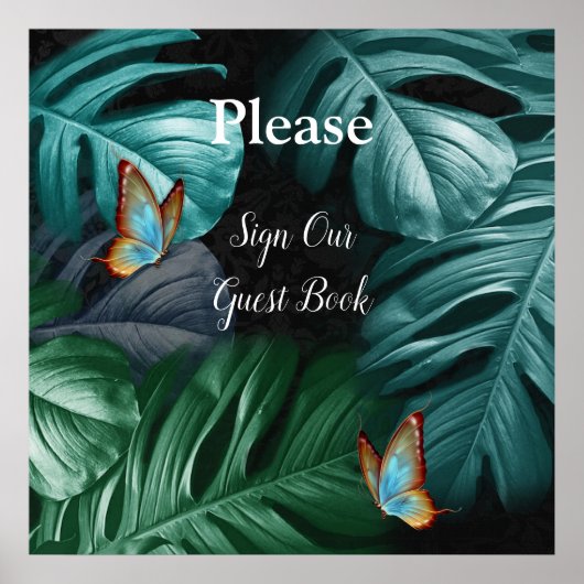 Butterflies van Paradise/Tropische Turquoise Splas Poster (Voorkant)