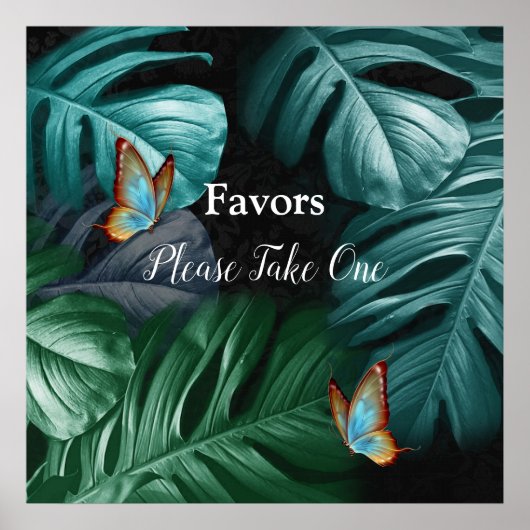 Butterflies van Paradise/Tropische Turquoise Splas Poster (Voorkant)